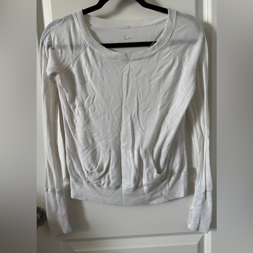 Lululemon Rest Less pullover-White Long Sleeve Top